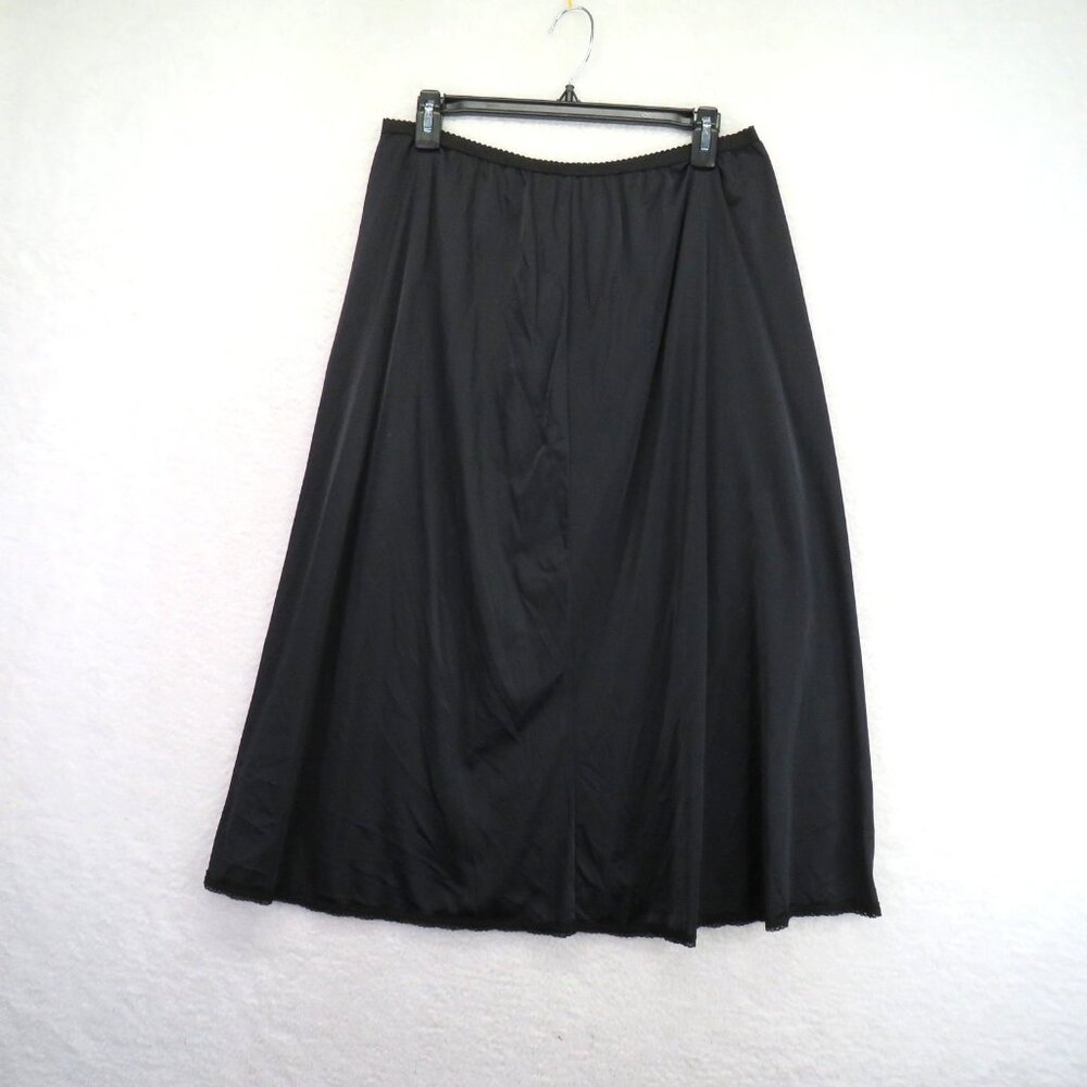 Shadowline Skirt Womens 1X Black 30 Inch Nylon Lace Trim Half Slip Underskirt